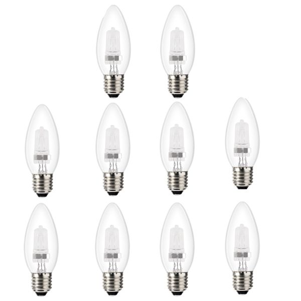 10x Low Energy Halogen Candle 42w E27 Clear