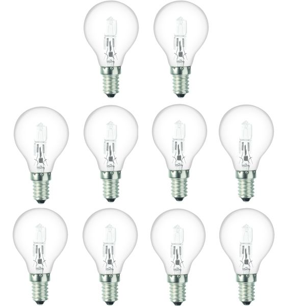 10 x Low Energy Halogen G45 18W E14 Clear