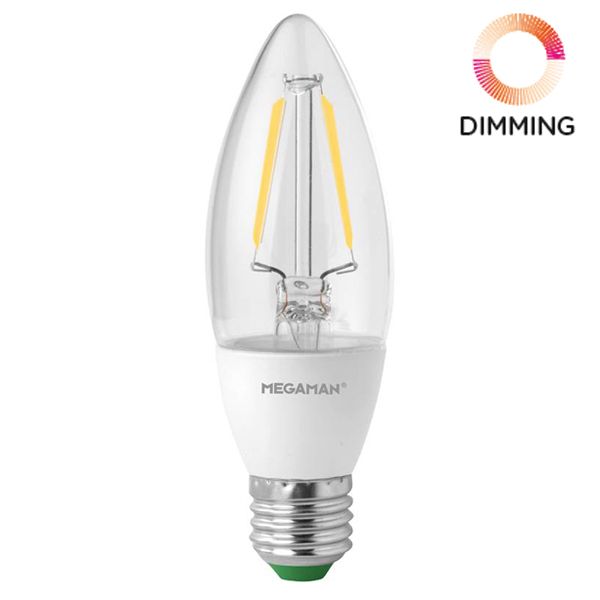 LED Candle Megaman 3.2w E27 Clear Dimmable