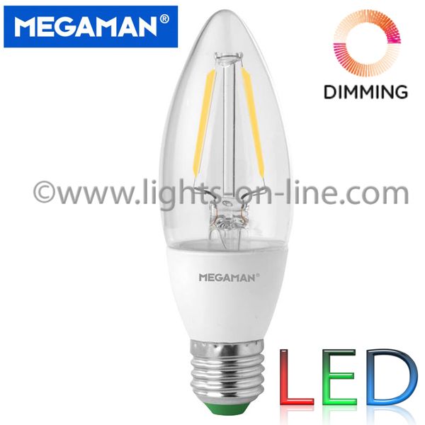 LED Candle Megaman 3.2w E27 Clear Dimmable