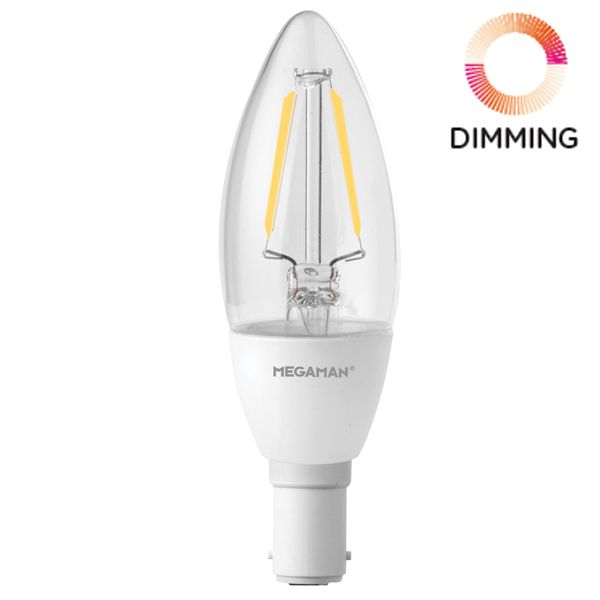 LED Candle Megaman 4.2w B15d Clear Dimmable