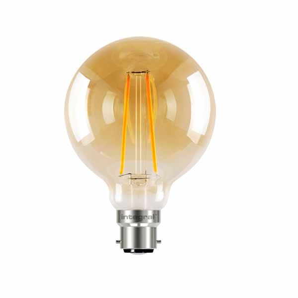 LED Edison Bulb G95 5w B22D Amber Dimmable