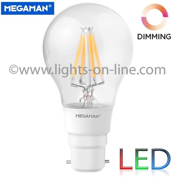 LED Filament Bulb Megaman 5.5w B22d Dimmable