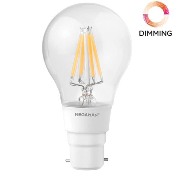 LED Filament Bulb Megaman 5.5w B22d Dimmable