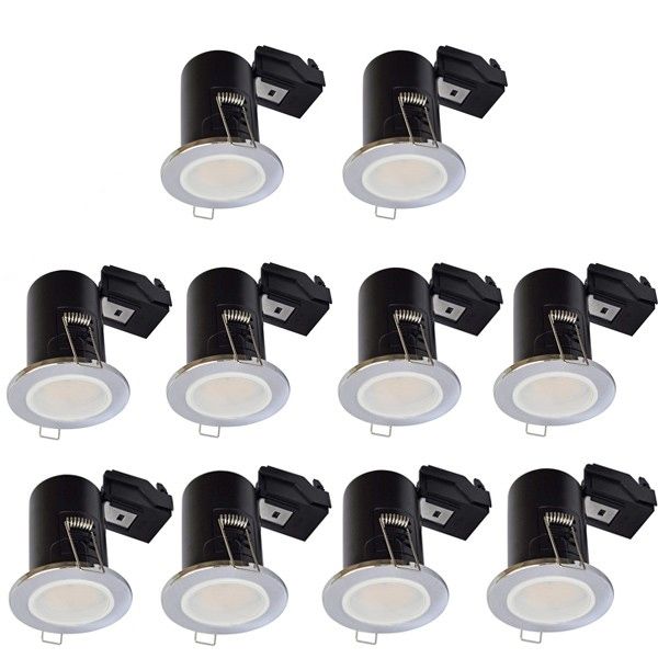 LED Downlight Chrome GU10 Fire Rated 10 Pack