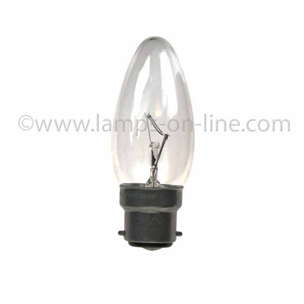 CANDLE 240V 15W B22D CLEAR