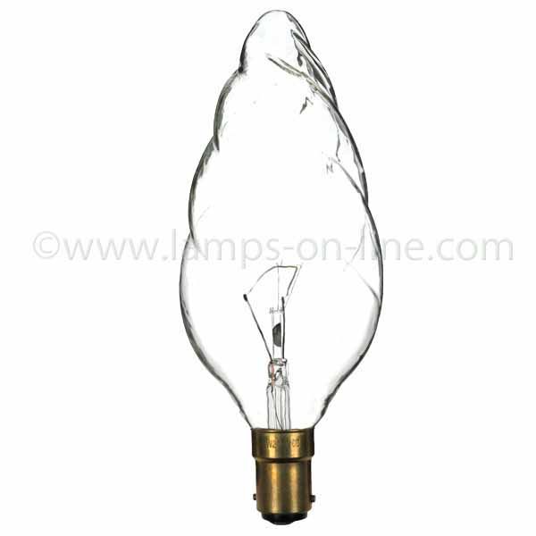 Large Candle 240V 60W BA15D 55MM Twist Clear