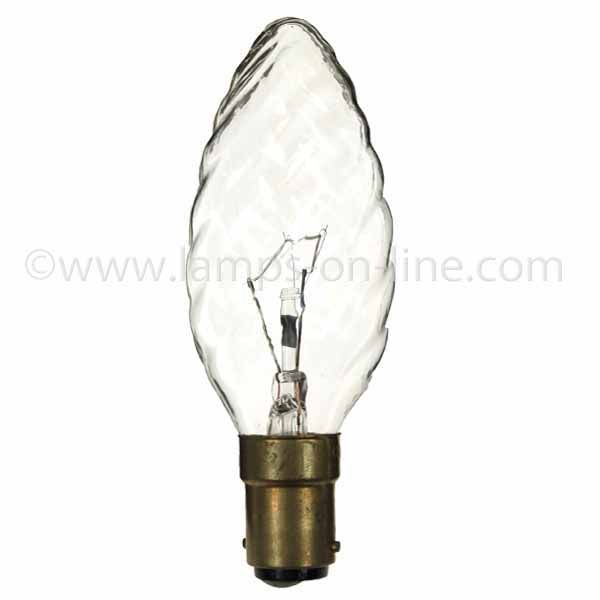CANDLE 60W BA15D 35MM TWISTED CLEAR