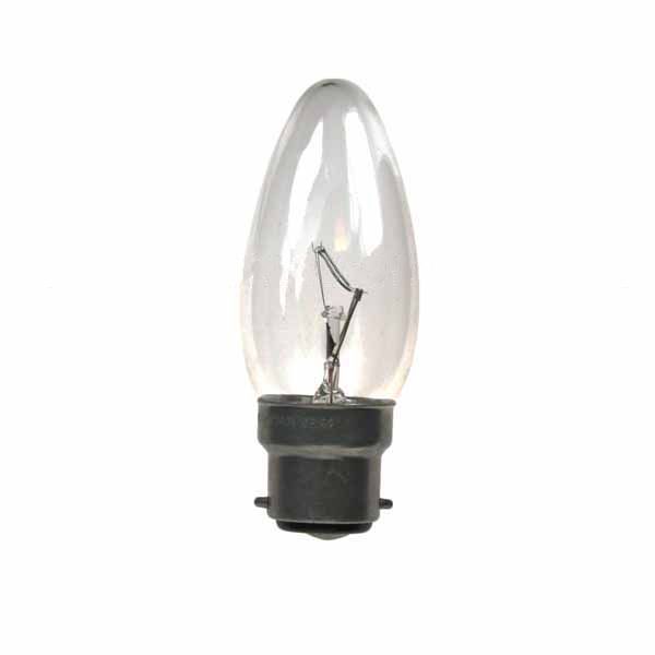 CANDLE 240V 15W B22D CLEAR