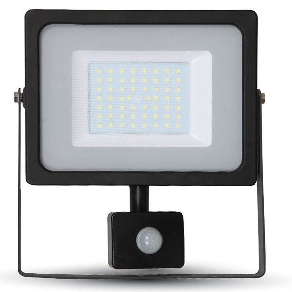 50w Slimline LED Floodlight Black PIR Sensor
