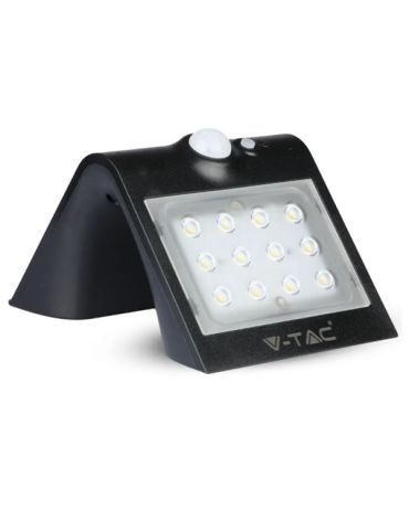 LED 1.5W BLACK Solar PIR Wall Light 4K IP65