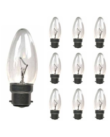 CANDLE 240V 60W B22D CLEAR 10 pack