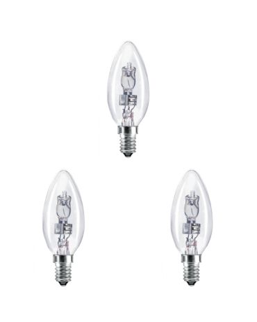 3x LOW ENERGY HALOGEN CANDLE BULB 18W E14 CLR