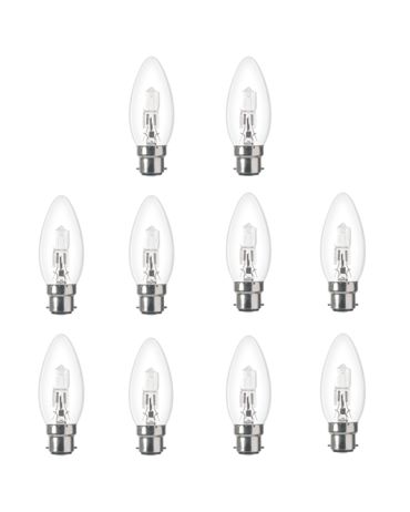 10x Low Energy Halogen Candle 18W B22d Clear