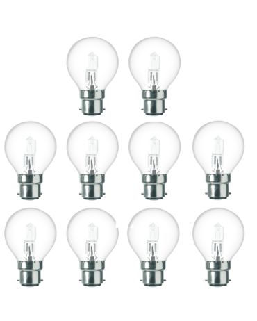 10x Low Energy Halogen G45 42W B22D Clear