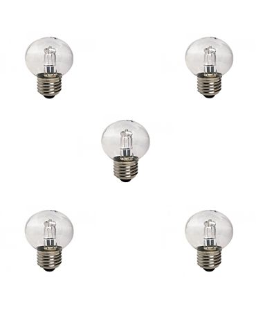 5x Low Energy Halogen Golfball 28W E27 Clear