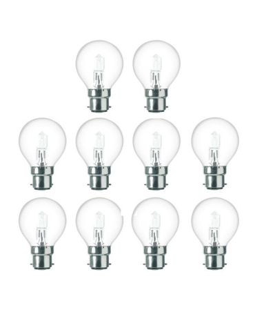 10x Low Energy Halogen Golfball 28W BC Clear