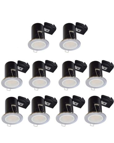LED Downlight Chrome GU10 Fire Rated 10 Pack