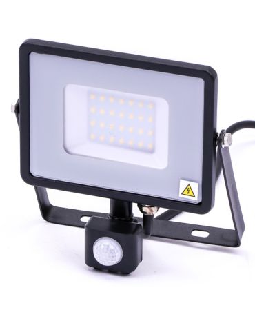 30w Slimline LED Floodlight Black PIR Sensor