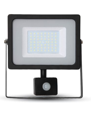 50w Slimline LED Floodlight Black PIR Sensor