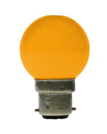 LED GOLF BALL BULB 240V 1W BC B22D ORANGE
