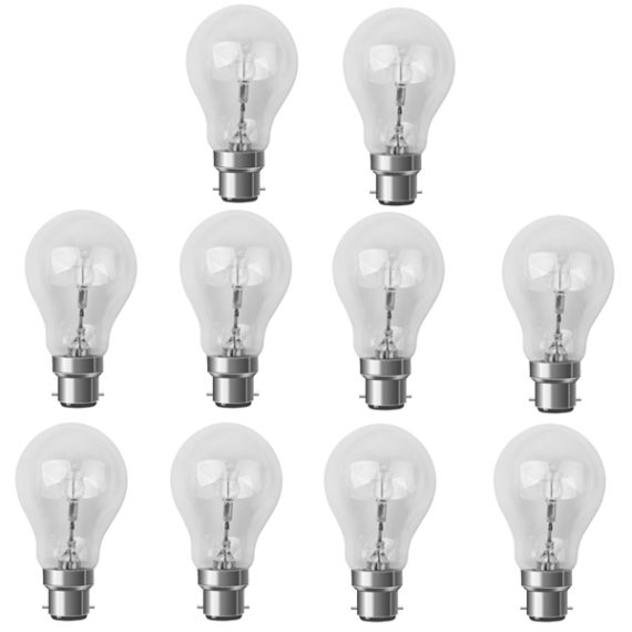 10 X Low Energy Halogen Light Bulb GLS 42W BC