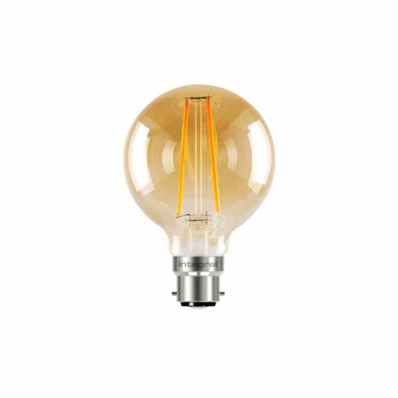LED Edison Bulb G80 5w B22D Amber Dimmable