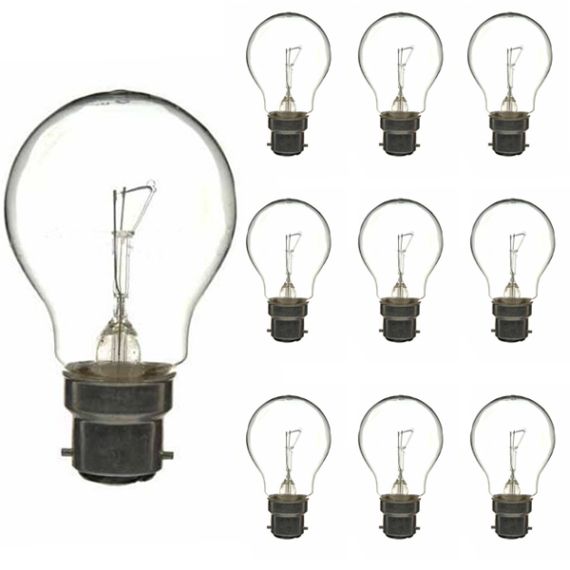 GLS Light Bulb 240V 25W B22D Clear 10 pack