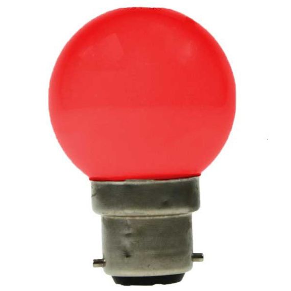 LED GOLF BALL BULB 240V 1W BC B22D RED