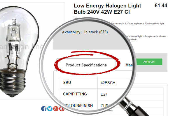 Light bulb product specification
